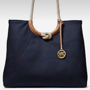 Michael Kors Isla Ring Canvas Shoulder Tote Bag Admiral Blue